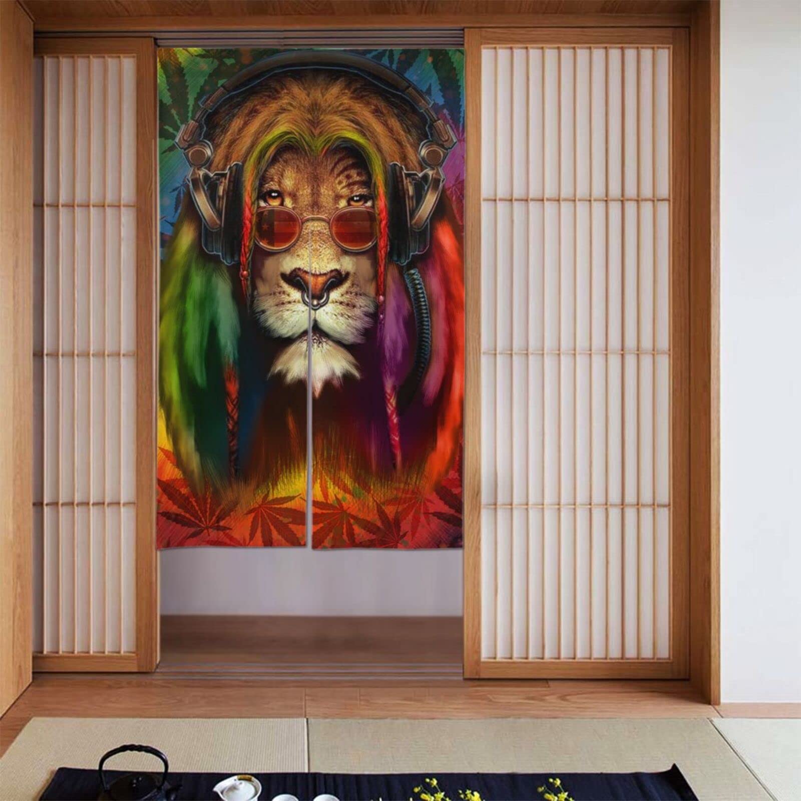 Amazon｜DBLELE のれん 間仕切り 遮光 目隠し レゲエ ライオン